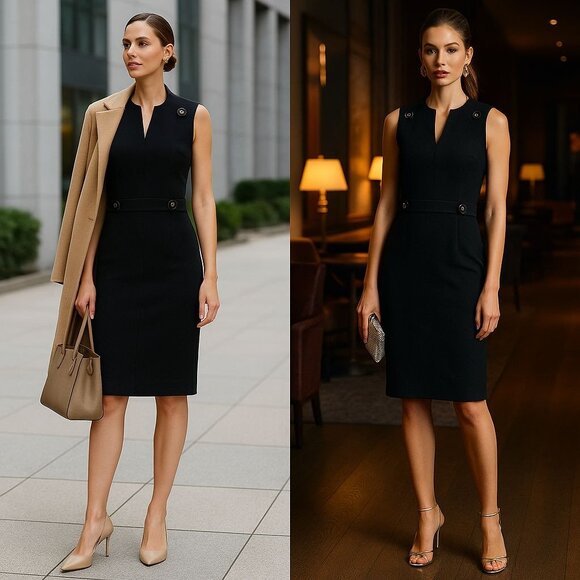 Tory Burch Black Wool Sheath short Dress XS Office Old Money Preppy Chic - Picture 1 of 16